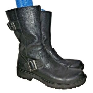 Born Moto Engineer Boot Black Pebbled Leather Zip Ankle Boots Men's 9 M 42.5